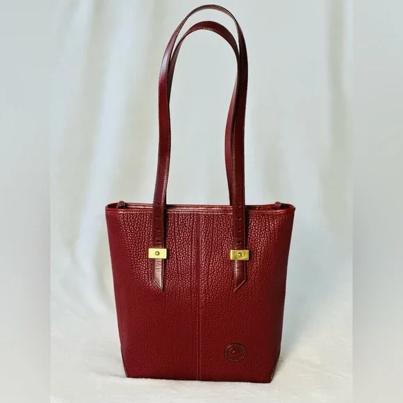 Vintage Dooney and Bourke Pebbled Leather Tote Bag in Deep Burgundy Color - Picture 3 of 12